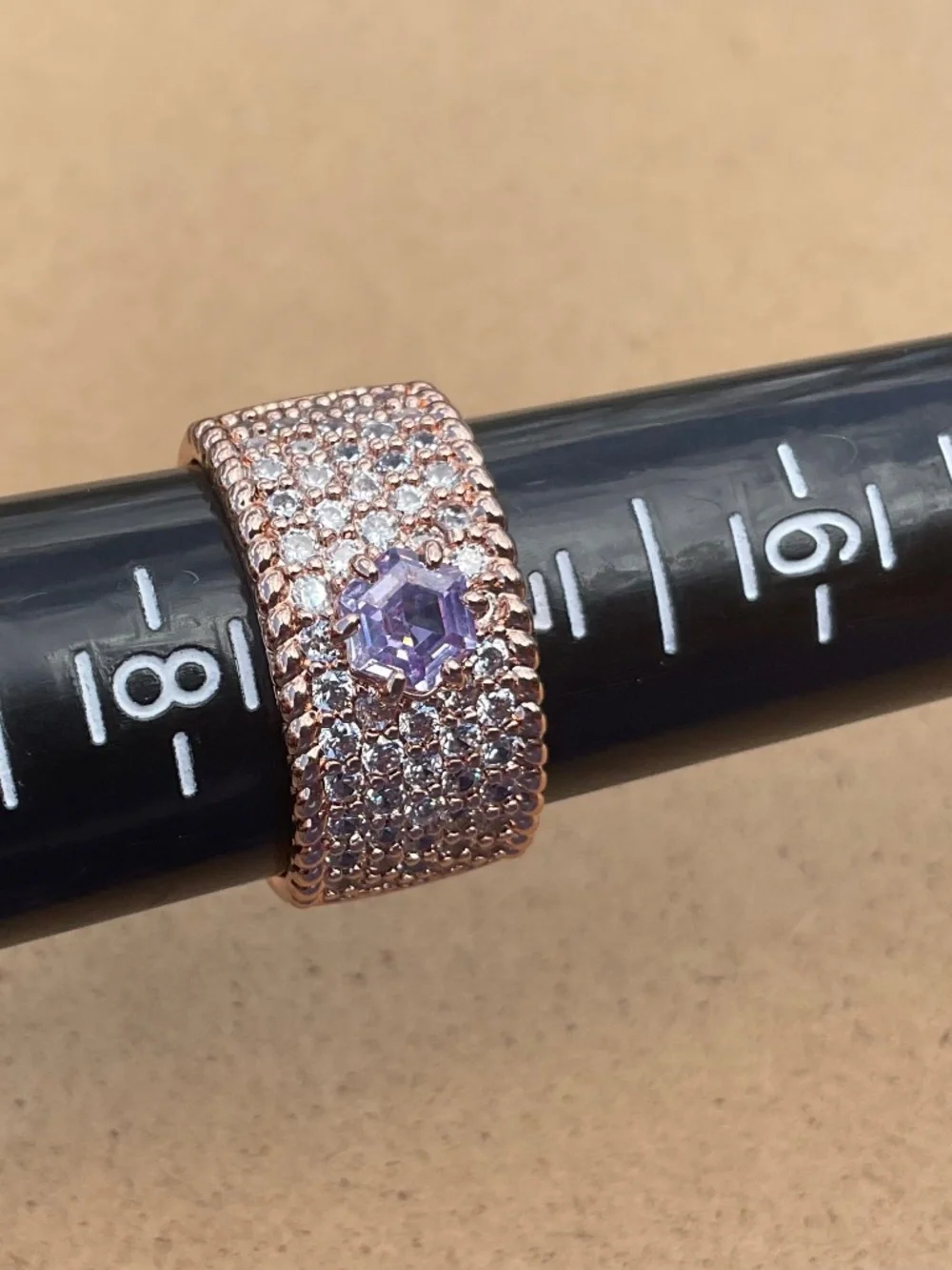 Bomb Party Ring She’s Beauty and Grace Lavender Tanzanite CZ Rose Gold sz 7 new